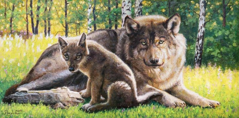 Обитатели леса - картина И.В.Разживина