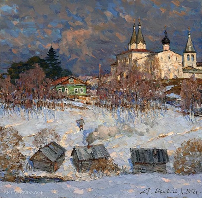 Весна в Ферапонтово - картина А.В.Шевелева, сельский пейзаж