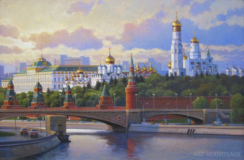 Золотые купола Кремля картина М.В.Ланчака