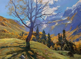 Осенний полдень - картина А.И.Бабича, горный пейзаж