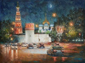 Монастырь в ночном убранстве - художник И.В.Разживин