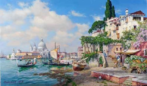 Венецианская пристань репродукция картины М.А.Сатарова