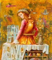 Девушка с золотистой совой картина С.Н.Лукьянова