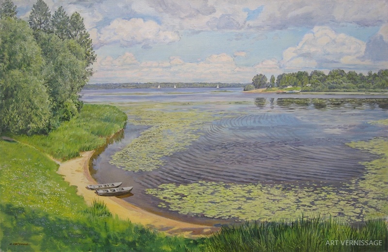 Залив на Волге - картина А.Б.Ефремова