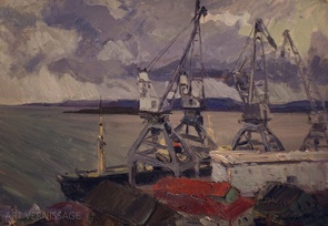 Краны в порту - картина А.П.Фирсова