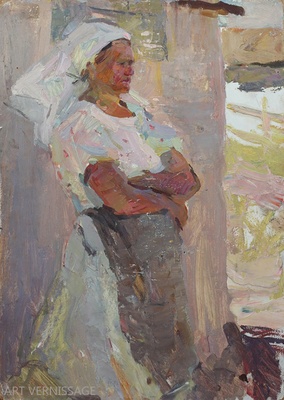 Портрет крестьянки - картина Ю.П.Лежникова