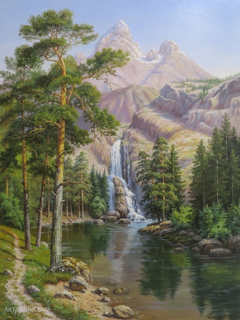 Водопад картина В.В.Потапова
