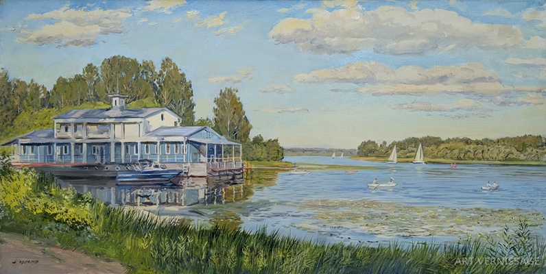 Август, катания на реке Которосли - картина А.Б.Ефремова