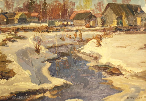 Март в деревне - картина А.П.Фирсова