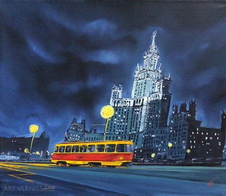 Ночной трамвай - картина А.А.Аронова