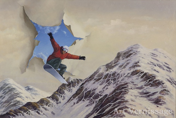 Полет над Красной Поляной - картина Никаса Сафронова