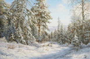Заснеженный лес - картина В.Г.Зайцева