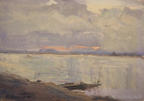 Рассвет у реки - картина А.П.Фирсова