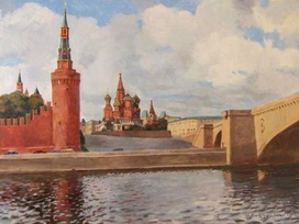 Москва-река у Кремля - картина В.А.Лаповка