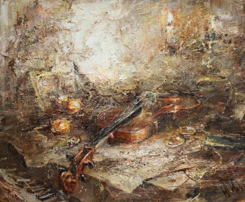 У рояля - картина Ю.А.Новикова