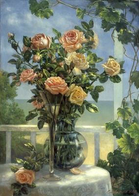 Розы на террасе - репродукция картины М.А.Сатарова