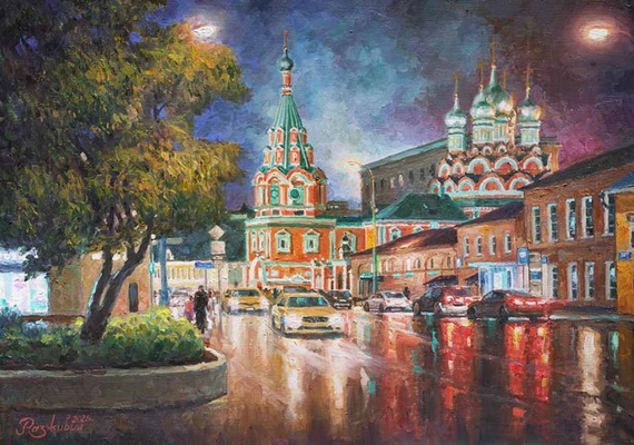 Атмосфера ночной Москвы - картина И.В.Разживина