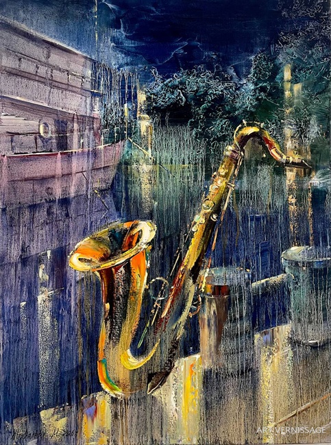 Саксофон в объятиях ночи - картина М.Н.Жгивалевой