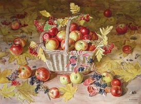 Корзина с яблоками - картина А.Б.Ефремова