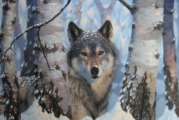 Волк на страже - картина Евгения Медведкина
