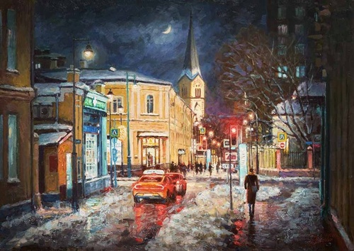 Снежная ночь - картина И.В.Разживина