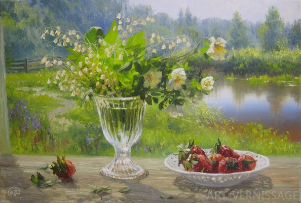 Ландыши на окне - картина В.Ю.Жданова