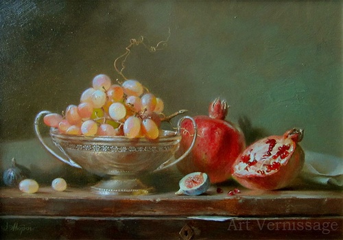 Натюрморт с гранатом и фруктами - картина С.Г.Акопова