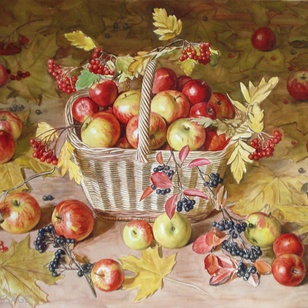 Корзина с яблоками - картина А.Б.Ефремова