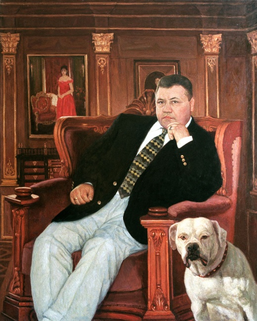 Мужской портрет с собакой художник И.В.Разживин