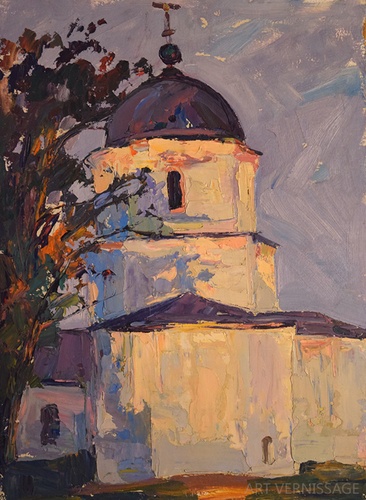 Сельская церковь - картина Ю.П.Лежникова
