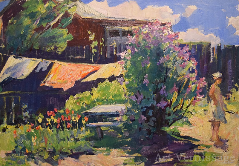 Весенний дворик - картина Ю.П.Лежников