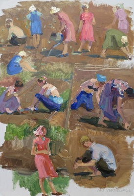 Школьники за работой - картина А.П.Фирсова