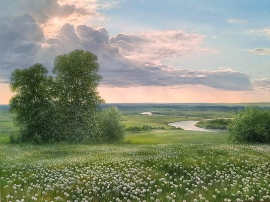 Одуванчиковое поле - картина В.Н.Палачева, пейзаж