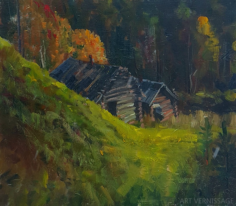 Бани, деревня Угол - картина Е.П.Лимарев
