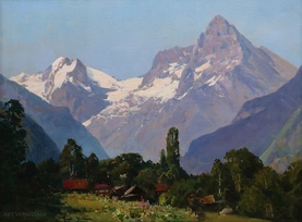 Утренний свет в Теберде - картина А.И.Бабича, горный пейзаж