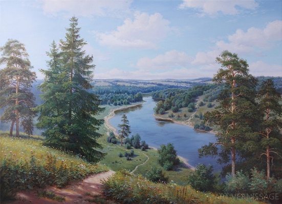 На высоком берегу - картина В.В.Потапова