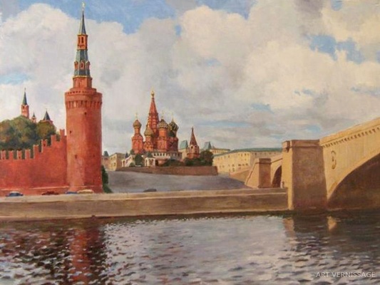 Москва-река у Кремля - картина В.А.Лаповка