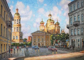 Собор, освещенный солнцем - картина И.В.Разживина