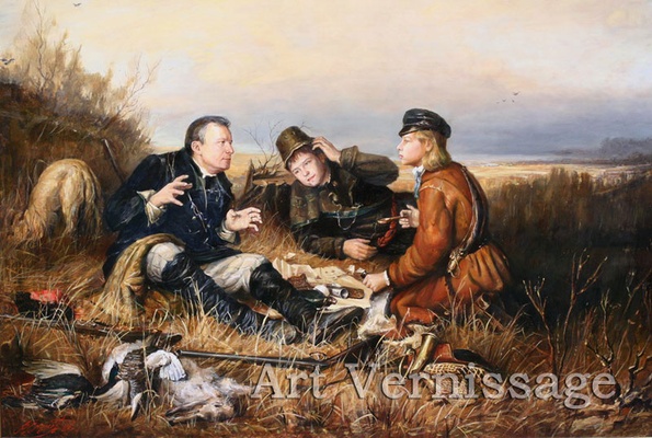 Охотники на привале картина В.Ю.Екимова