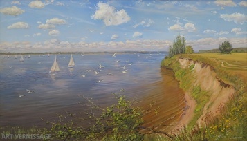 Песчаный склон, Волга - картина А.Б.Ефремова