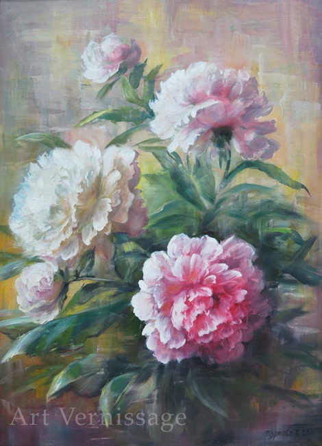 Розовые пионы - картина С.Ф.Годустовой
