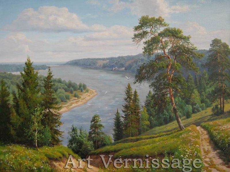 На реке картина В.В.Потапова