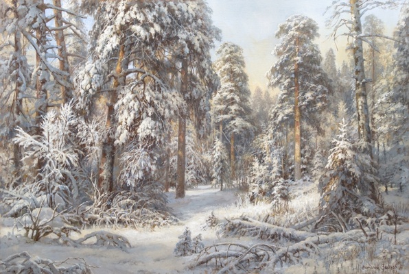 Зима в заповедном лесу - картина В.Г.Зайцева