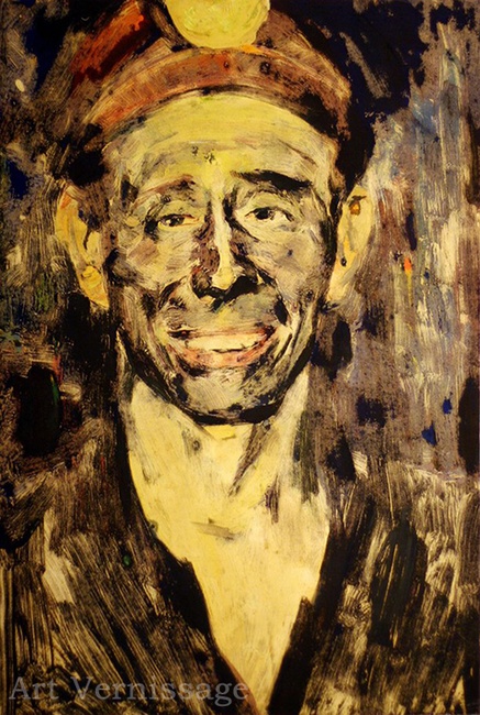 Портрет шахтера - картина Ю.П.Лежникова