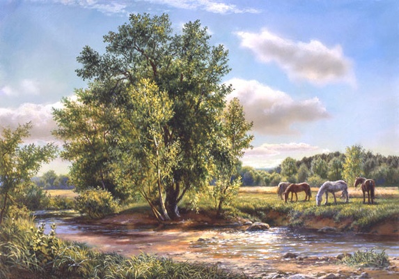 Река Гжелка репродукция картины М.А.Сатарова