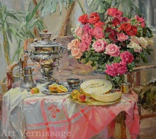 Натюрморт с роскошным букетом роз - картина Н.В.Зюзьковой